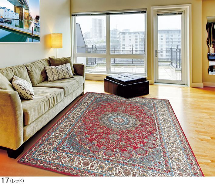 エジプト製 クラシック柄ウィルトン織ラグ サマディ CL 3955-17 エンジ 等にはお届けできません