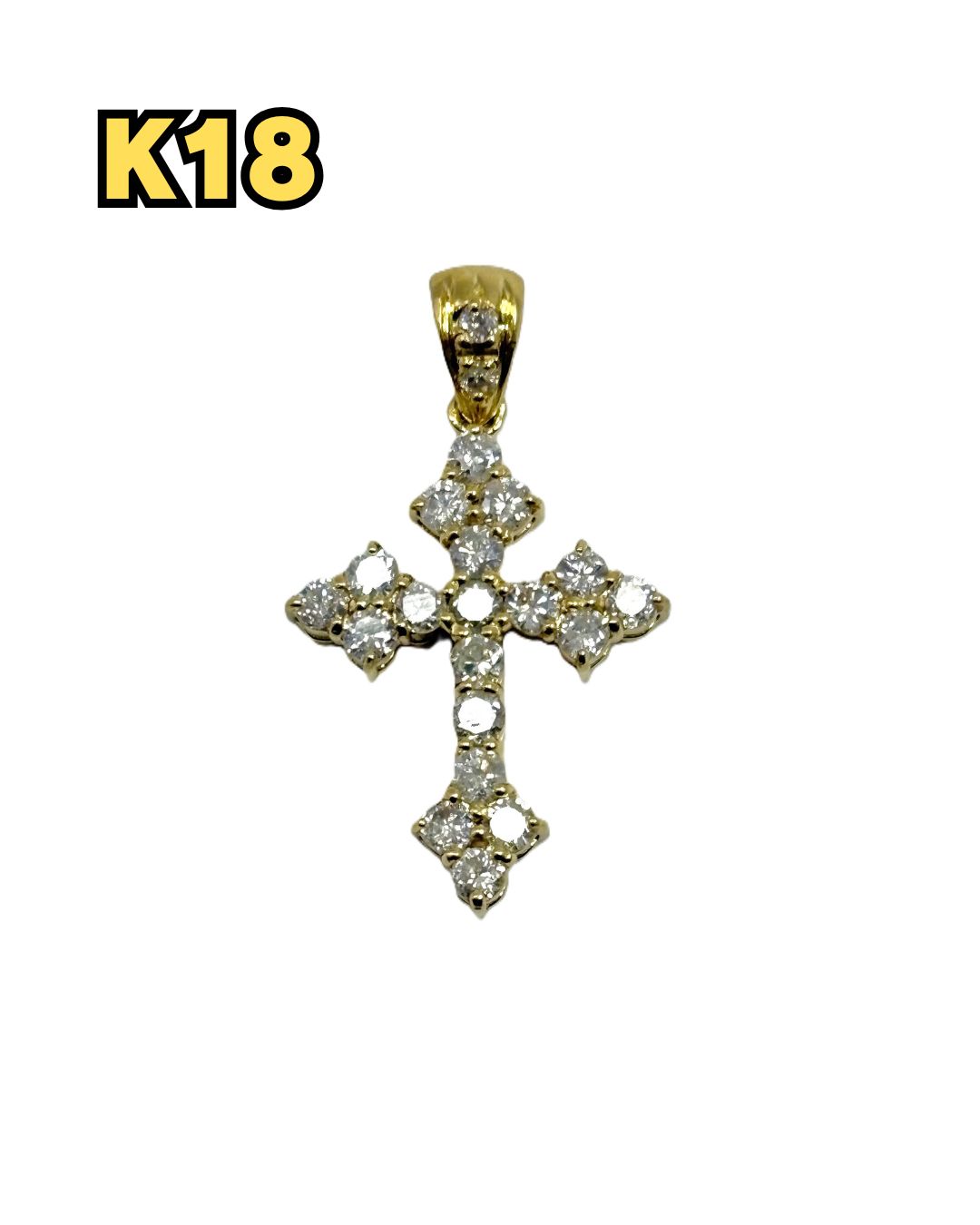 K 18 ペンダント ダイアモンド入り クロス 1.4 g