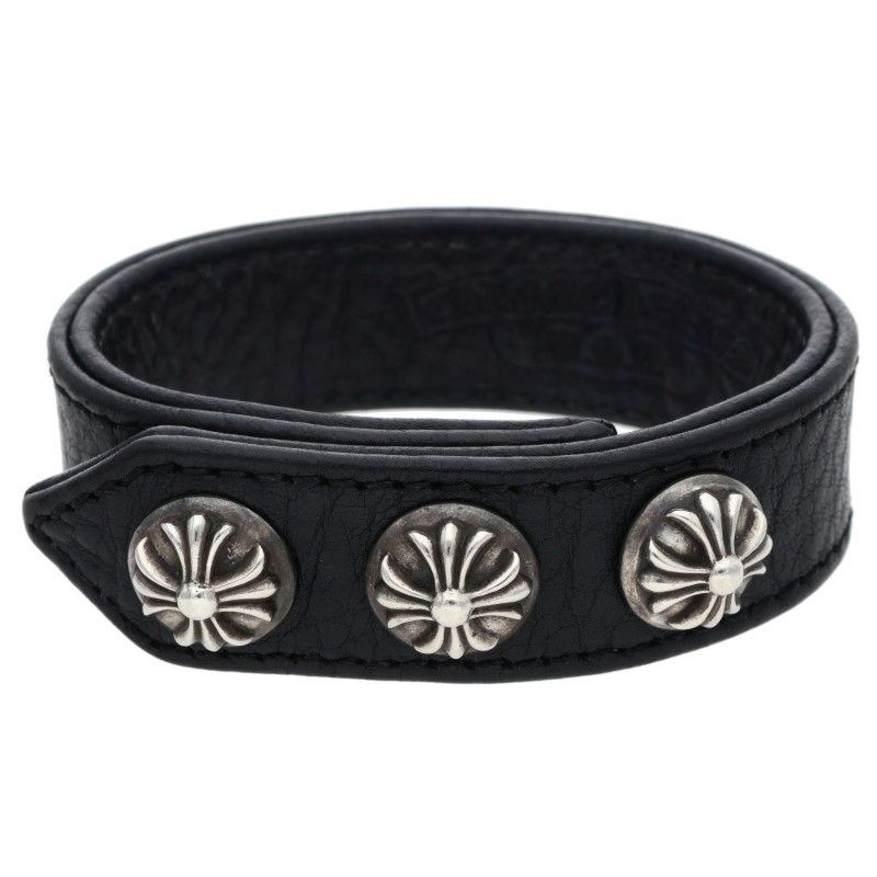 クロムハーツ 3BTN/2SNP/クロスボール3ボタン2スナップ レザーバングル