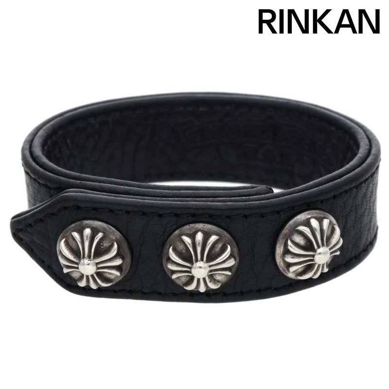 クロムハーツ 3BTN 2SNPレザー バングル スター クロムハーツ 3BTN/2SNP/クロスボール3ボタン2スナップ レザーバングル