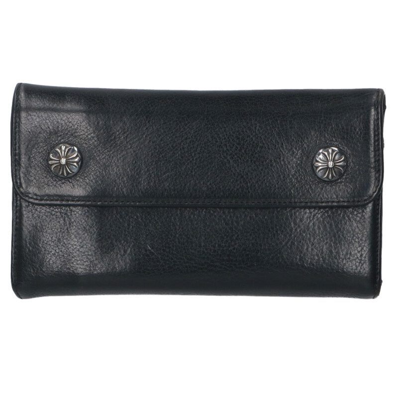 クロムハーツ WAVE CROSS BALL ウェーブ クロスボールボタンレザーウォレット メンズ