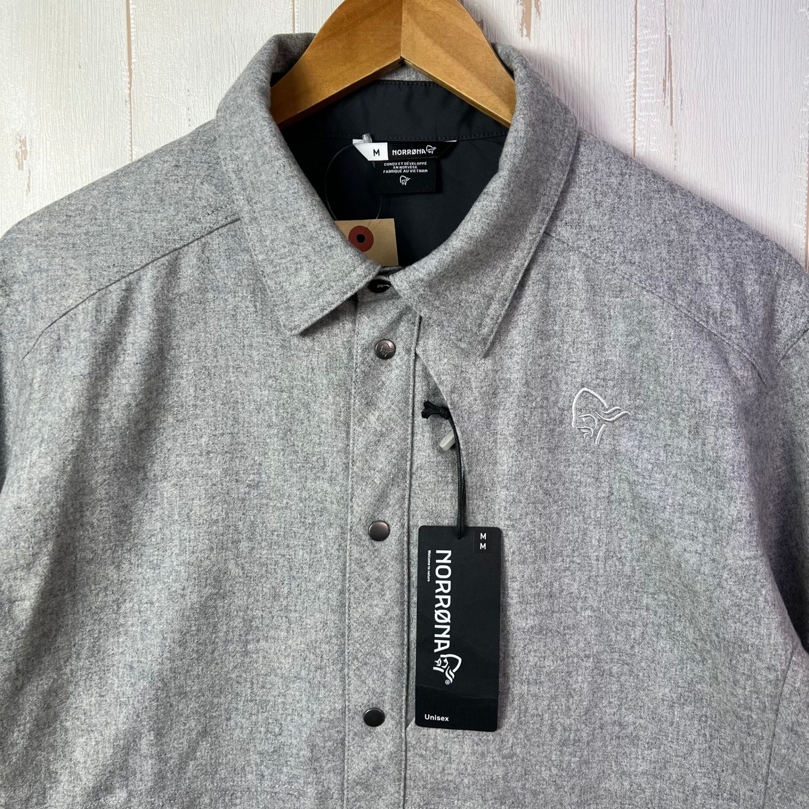 Unisex M グレー系 Norrona ノローナ タモック ウール プレーン シャツ Tamok Wool Plain Shirt 2313 Drizzle Melange ウェア トップス インナー