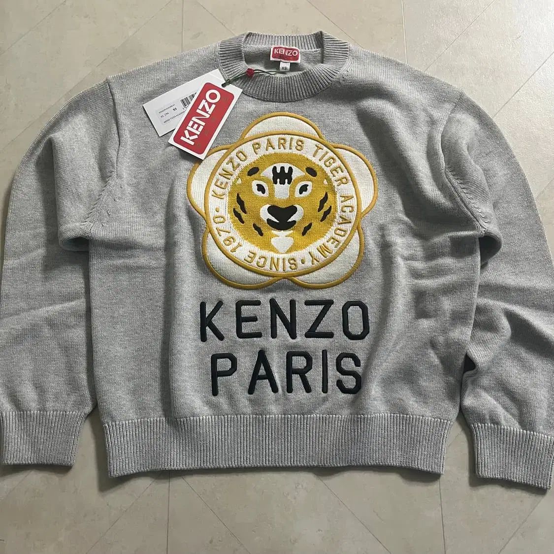 新品 (XS) KENZO ケンゾー タイガー 刺繍 ニット グレー - メルカリ