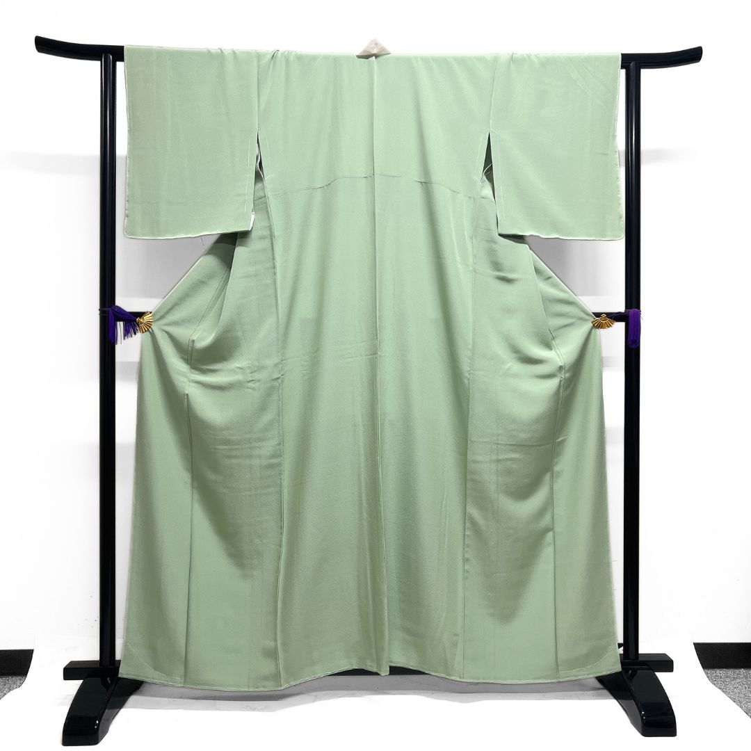 未着用 色無地 ライトグリーン 大丸タグ お茶会 パーティ 着物 115 b d ms