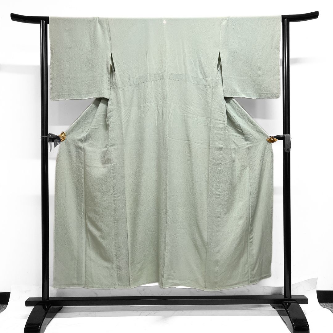 色無地 単衣 くすみカラー お茶会 パーティ ライトグリーン 着物 115b