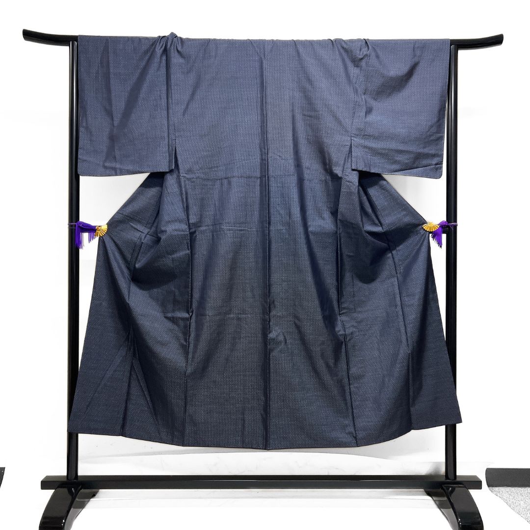 メンズ着物 大島紬 亀甲 アンサンブル ネイビー 着物 115 b d ms