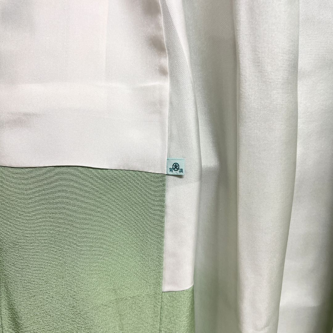 未着用 色無地 ライトグリーン 大丸タグ パーティ 着物 115b d 安い ms