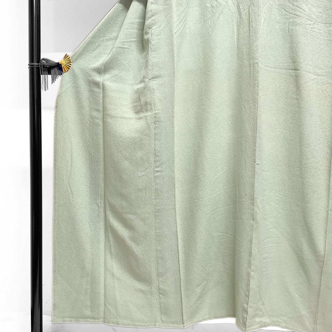 色無地 単衣 くすみカラー お茶会 パーティ ライトグリーン 着物 115b