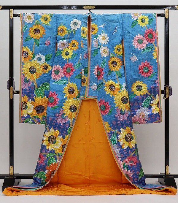 色打掛 山本寛斎 向日葵 海 グラス カモメ 熱帯魚 正絹 b 7428