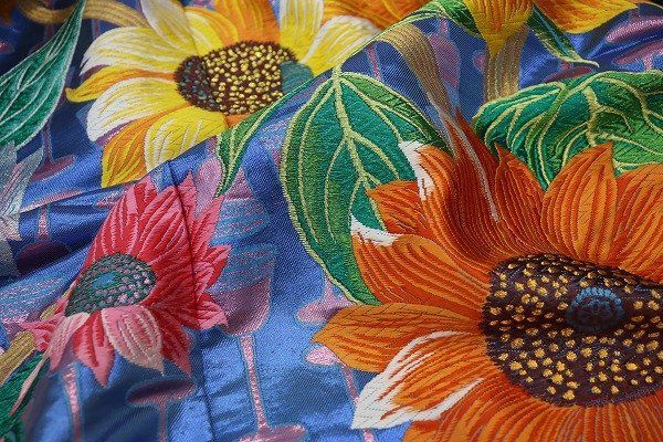 色打掛 山本寛斎 向日葵 海 グラス カモメ 熱帯魚 正絹 used b7428