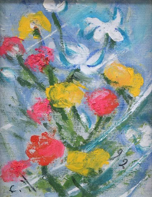 西村 計雄「花」油絵・F0号 一枚の繪で活躍 仏芸術文化勲章 共和町に