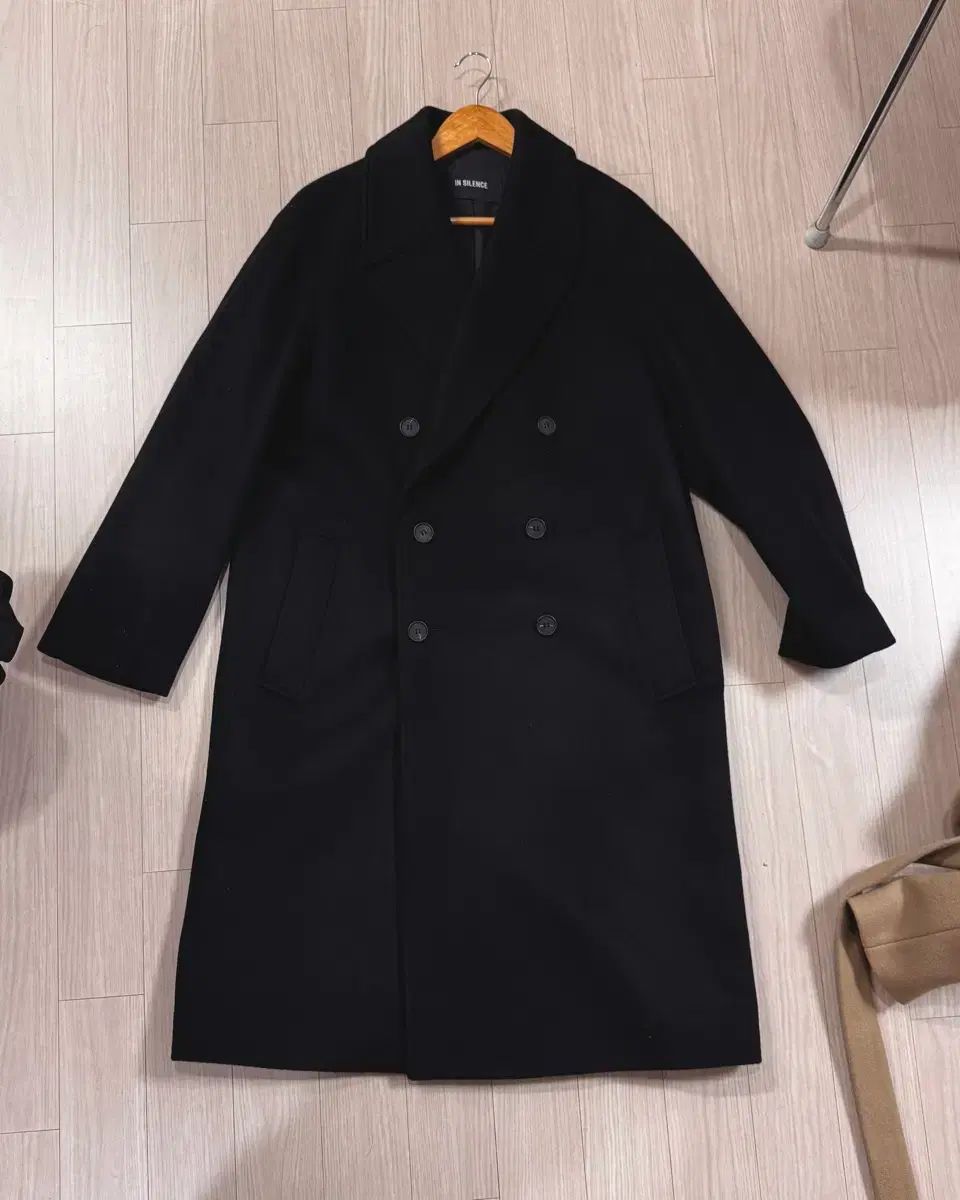 S INSILENCE カシミア ダブル ロング コート - ブラック - メルカリ