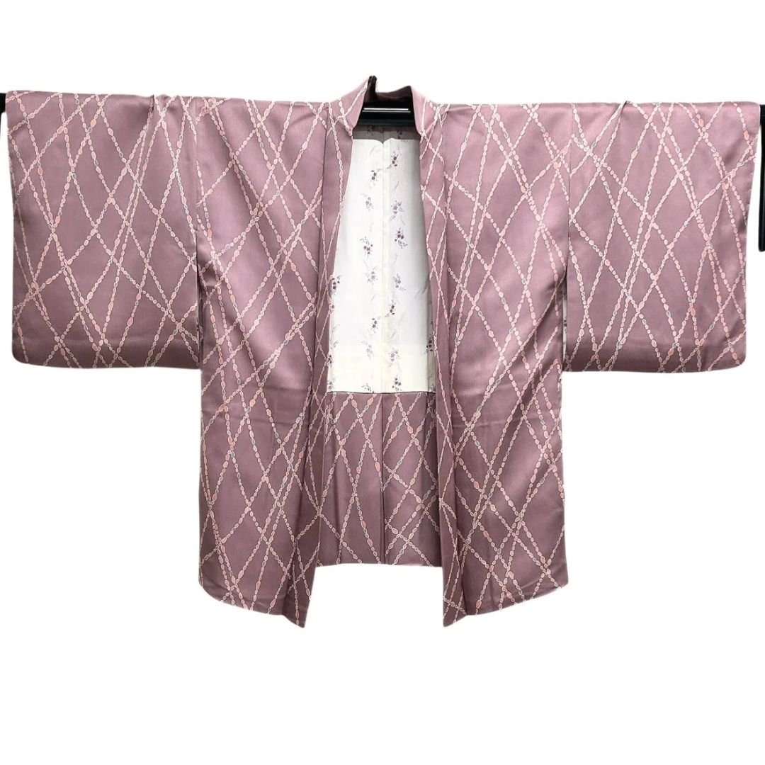 羽織 変わり格子 抽象模様 お洒落 くすみ 着物 113 b d ms