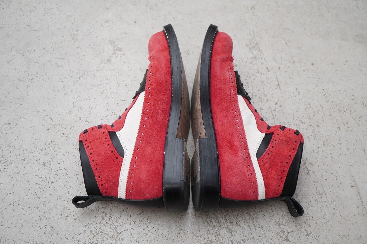  22 SS Hender scheme エンダースキーマ 冗談一 ウイングチップ ブーツ ハイカット レザー シューズ スニーカー ol s jdn 5 赤白421 P ワークブーツ ブーツ 革靴