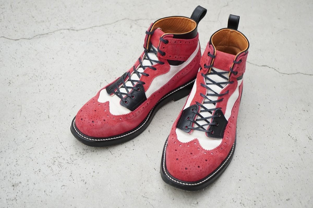 22 SS Hender scheme エンダースキーマ 冗談一 ウイングチップ ブーツ ハイカット レザー シューズ スニーカー ol-s-jdn 5 赤白421 P