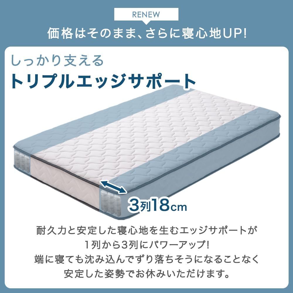  セミシングル マットレス 厚22 cm 高密度 ポケットコイル 通気性 3 Dメッシュ タンスのゲン 二層ウレタン ニット生地 ベッドマットレス ホワイト 91130 その他 文房具 事務用品