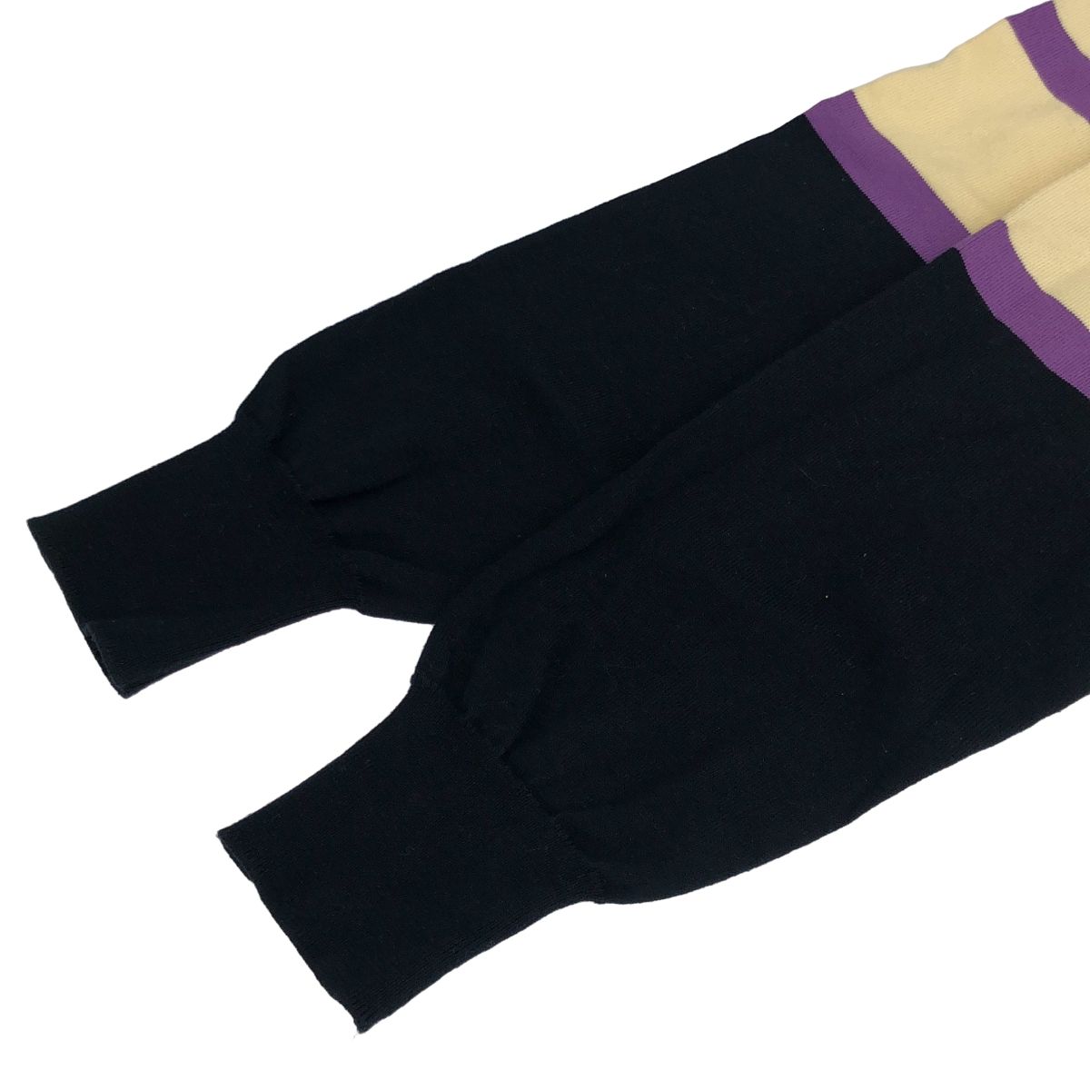  LOEWE ロエベ ボーダーライン コットンニットポロシャツ ブラック パープル S 長袖 ニット セーター