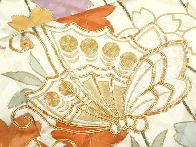 平和屋着物▽豪華振袖 駒刺繍 花蝶文 金彩 正絹 逸品 CAAZ9036th