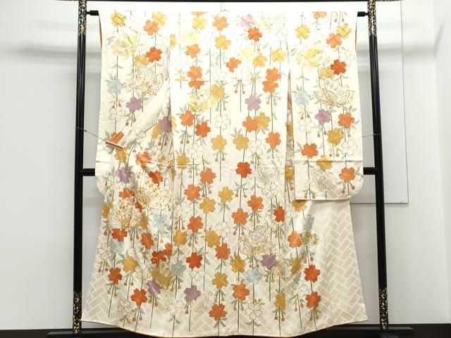 平和屋着物▽豪華振袖 駒刺繍 花蝶文 金彩 正絹 逸品 CAAZ9036th