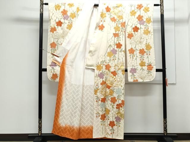 豪華振袖　駒刺繍　源氏車花蝶文　金彩　逸品 正絹 成人式 お見合い パーティー 豪華振袖 駒刺繍 源氏車花蝶文 金彩 逸品 正絹 成人式 お見合い