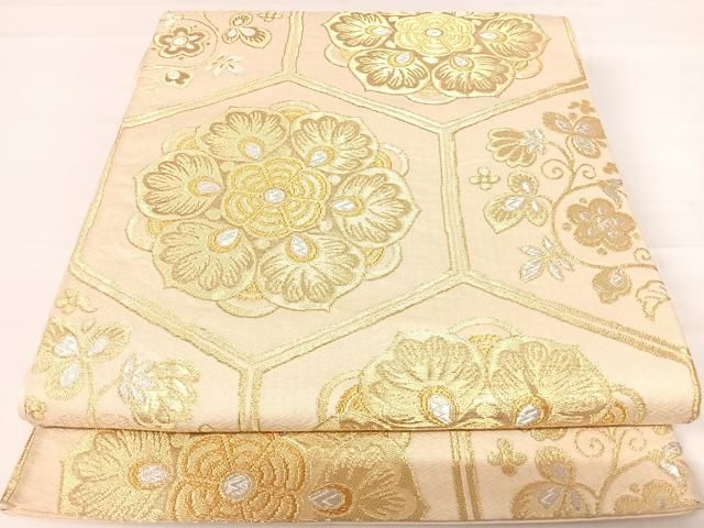 平和屋着物◎六通柄袋帯 亀甲花文 金銀糸 正絹 逸品 AABD3525yx - メルカリ