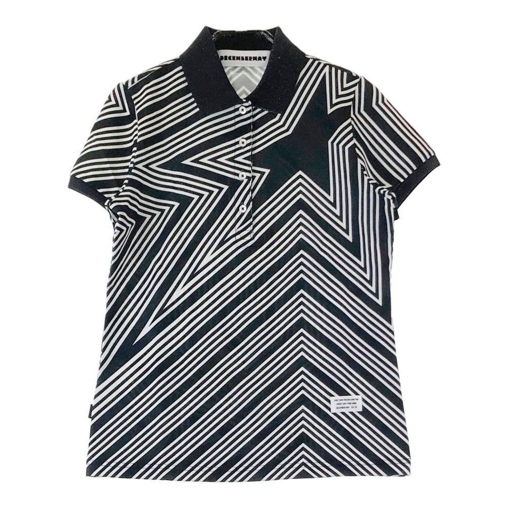 サイズ S ディセンバーメイ 半袖ポロシャツ 星柄 ブラック系 ゴルフウェア レディース ストスト