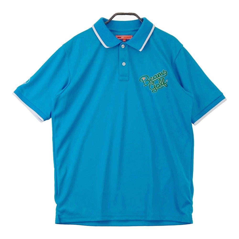 サイズ M BEAMS GOLF ビームスゴルフ モデル ×Mercedes-Benz 半袖ポロシャツ ブルー系 ゴルフウェア メンズ ストスト