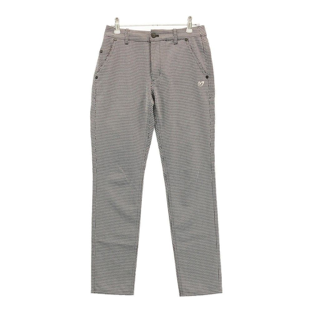 サイズ 0 MASTER BUNNY EDITION マスターバニーエディション モデル ストレッチパンツ ロゴ刺繍 総柄 ブラック系 ゴルフウェア レディース ストスト