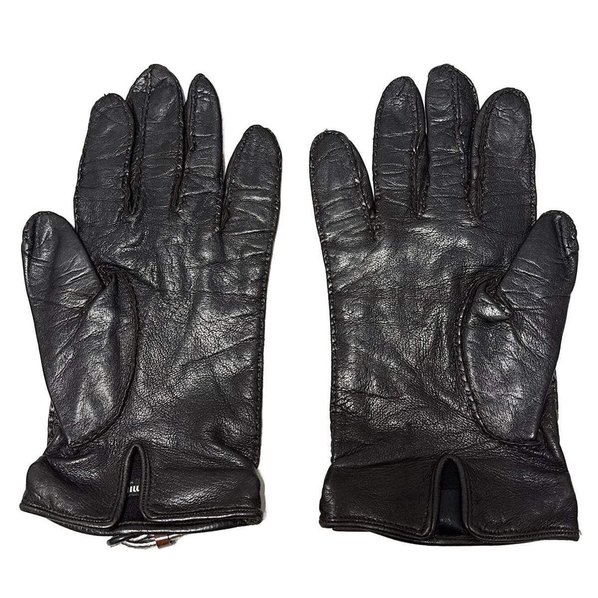 miumiu(ミュウミュウ) 手袋 レディース - 黒×ブラウン レザー - メルカリ