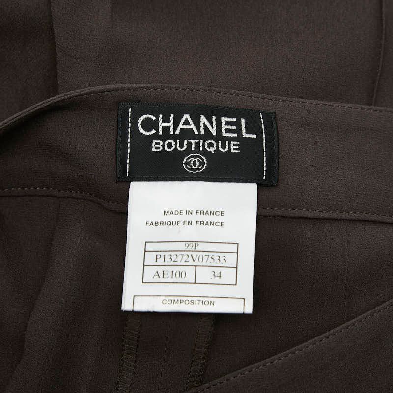 セール中 シャネル センターシームパンツ サイズ34 ブラウン シルク
