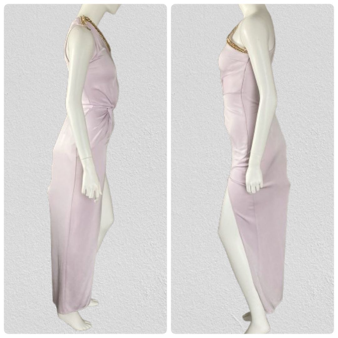 エリザベッタフランキ ワンショルダーチェーンドレス マキシ丈 ラベンダー イタリア製 ELISABETTA FRANCHI