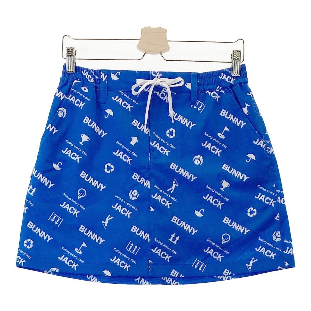 サイズ 2 JACK BUNNY ジャックバニー モデル インナー付 ストレッチ スカート 総柄 ブルー系 ゴルフウェア レディース ストスト