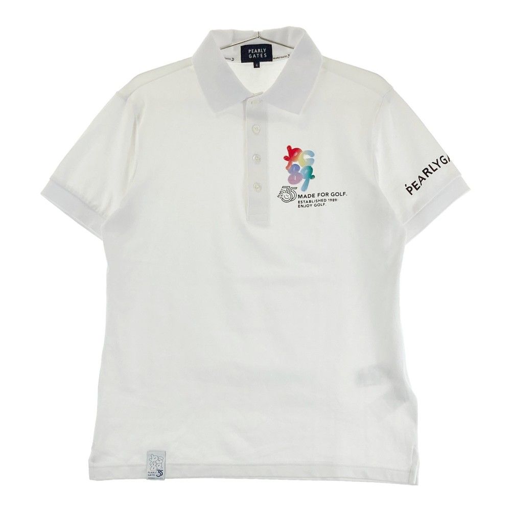 サイズ 4 PEARLY GATES パーリーゲイツ モデル 35周年 半袖ポロシャツ ホワイト系 ゴルフウェア メンズ ストスト