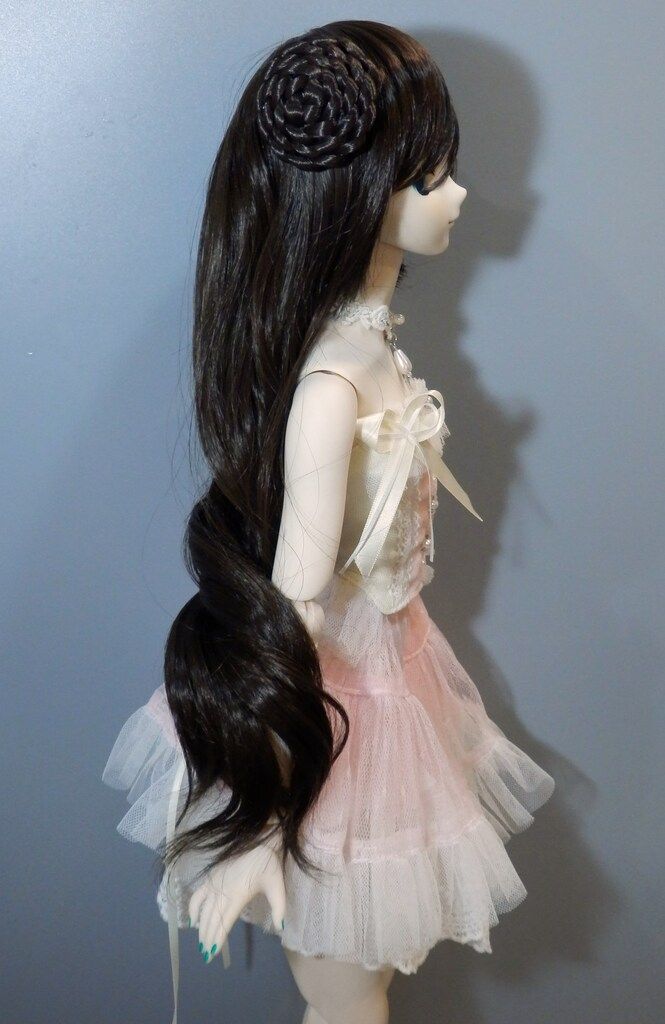 耐熱ドールウィッグ ひめかずら+ M-E-DA 三つ編みお団子ロング ダーク