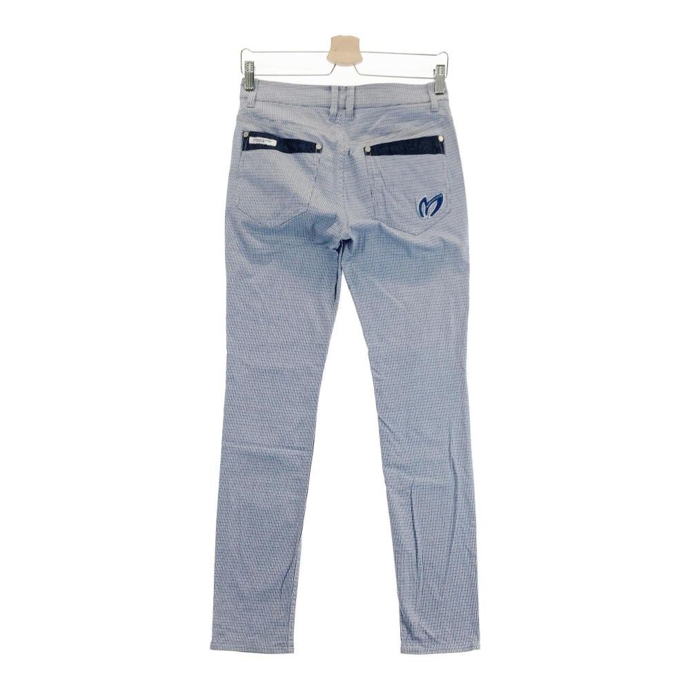 サイズ 0 MASTER BUNNY EDITION マスターバニーエディション ストレッチパンツ 総柄 ブルー系 ゴルフウェア レディース ストスト