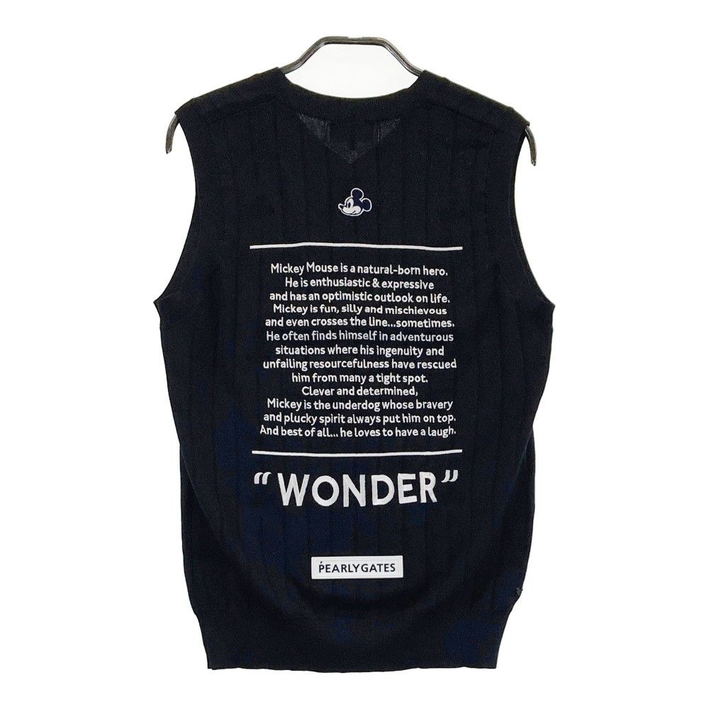 サイズ 1 PEARLY GATES パーリーゲイツ Disney モデル Vネック ニットベスト ミッキー 総柄 ネイビー系 ゴルフウェア レディース ストスト