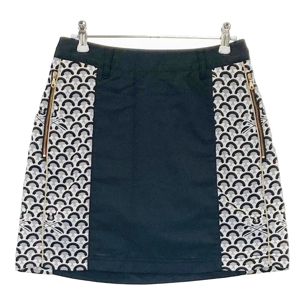 サイズ 38 MARK-LONA マークアンドロナ インナー付 スカート 総柄 ブラック系 ゴルフウェア レディース ストスト