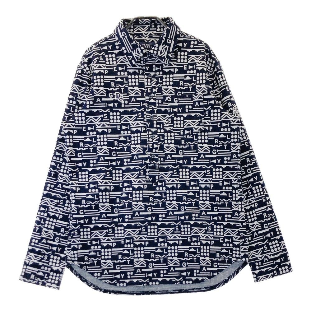 サイズ 6 PEARLY GATES パーリーゲイツ モデル 長袖ポロシャツ 総柄 ブラック系 ゴルフウェア メンズ ストスト