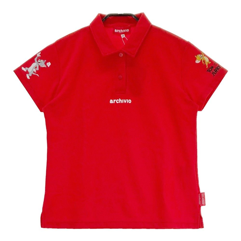 サイズ 36 アルチビオ モデル ×トムとジェリー 半袖ポロシャツ レッド系 ゴルフウェア レディース ストスト