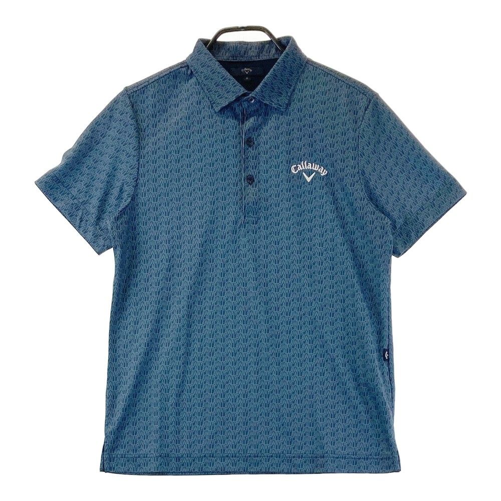 サイズ M キャロウェイ 半袖ポロシャツ 総柄 ブルー系 ゴルフウェア メンズ ストスト