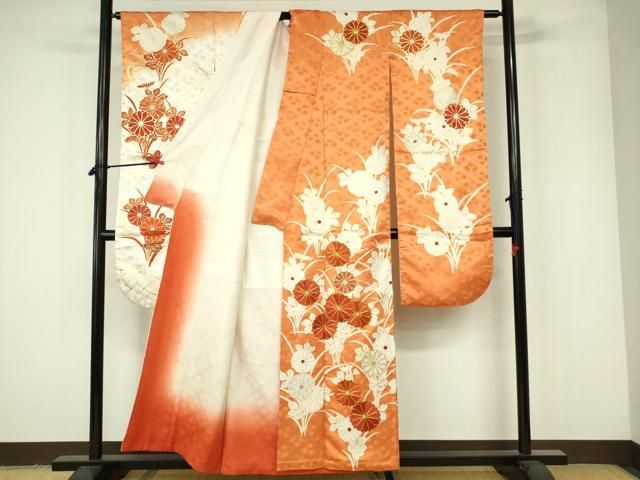 平和屋着物□豪華振袖 駒刺繍 枝菊文 暈し染め 金彩 正絹 逸品