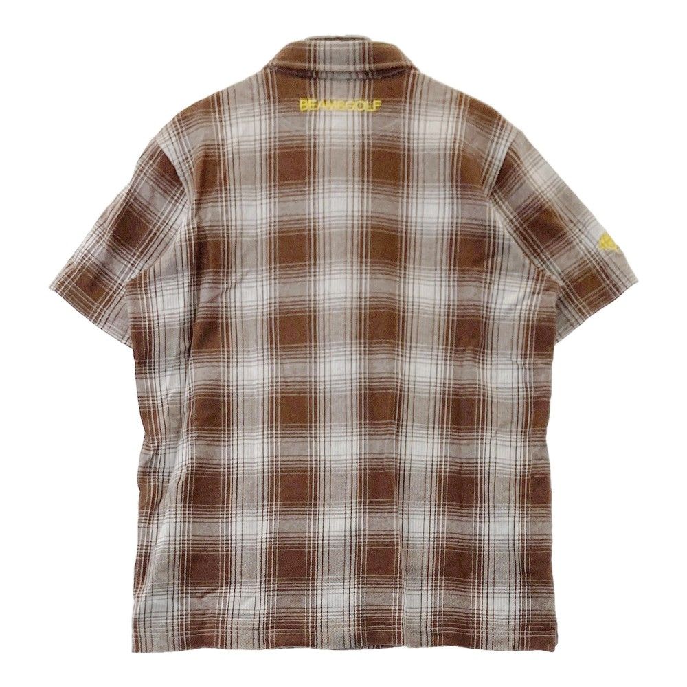 サイズ M BEAMS GOLF ビームスゴルフ 半袖ポロシャツ ボタンダウン チェック柄 ブラウン系 ゴルフウェア メンズ ストスト
