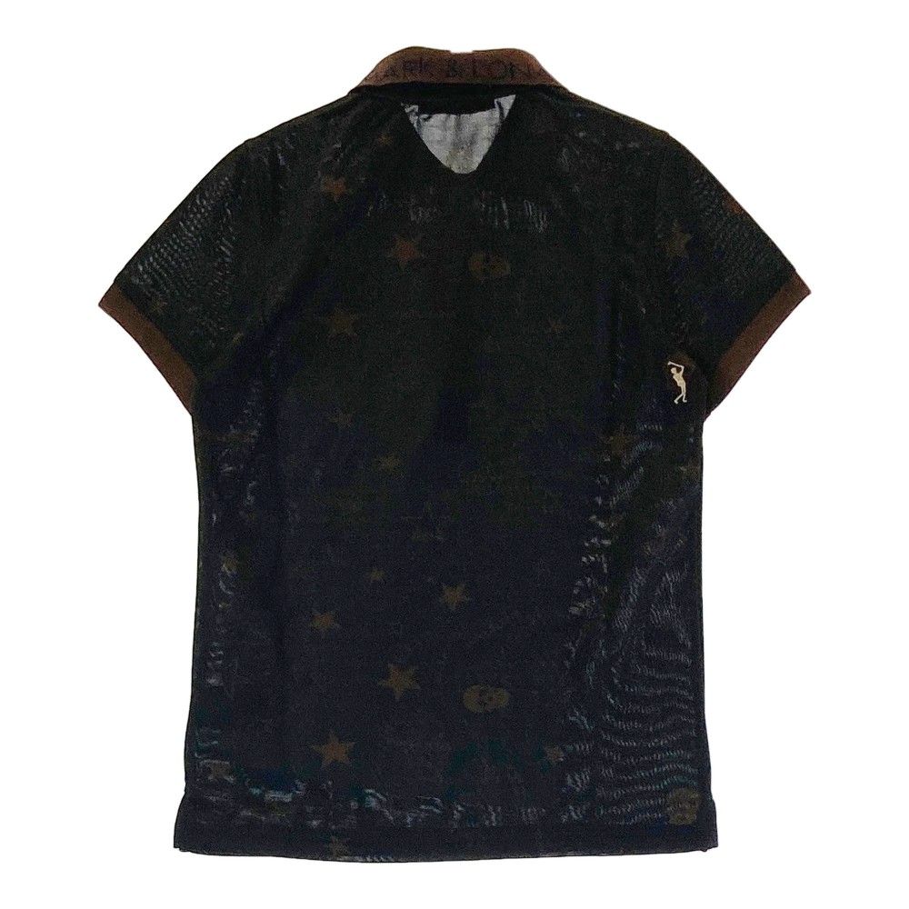 MARK&LONA ストレッチ　ジャガード　スカル　総柄　半袖　ポロシャツ サイズ：S MARK&LONA マークアンドロナ 半袖ポロシャツ スカル 総柄