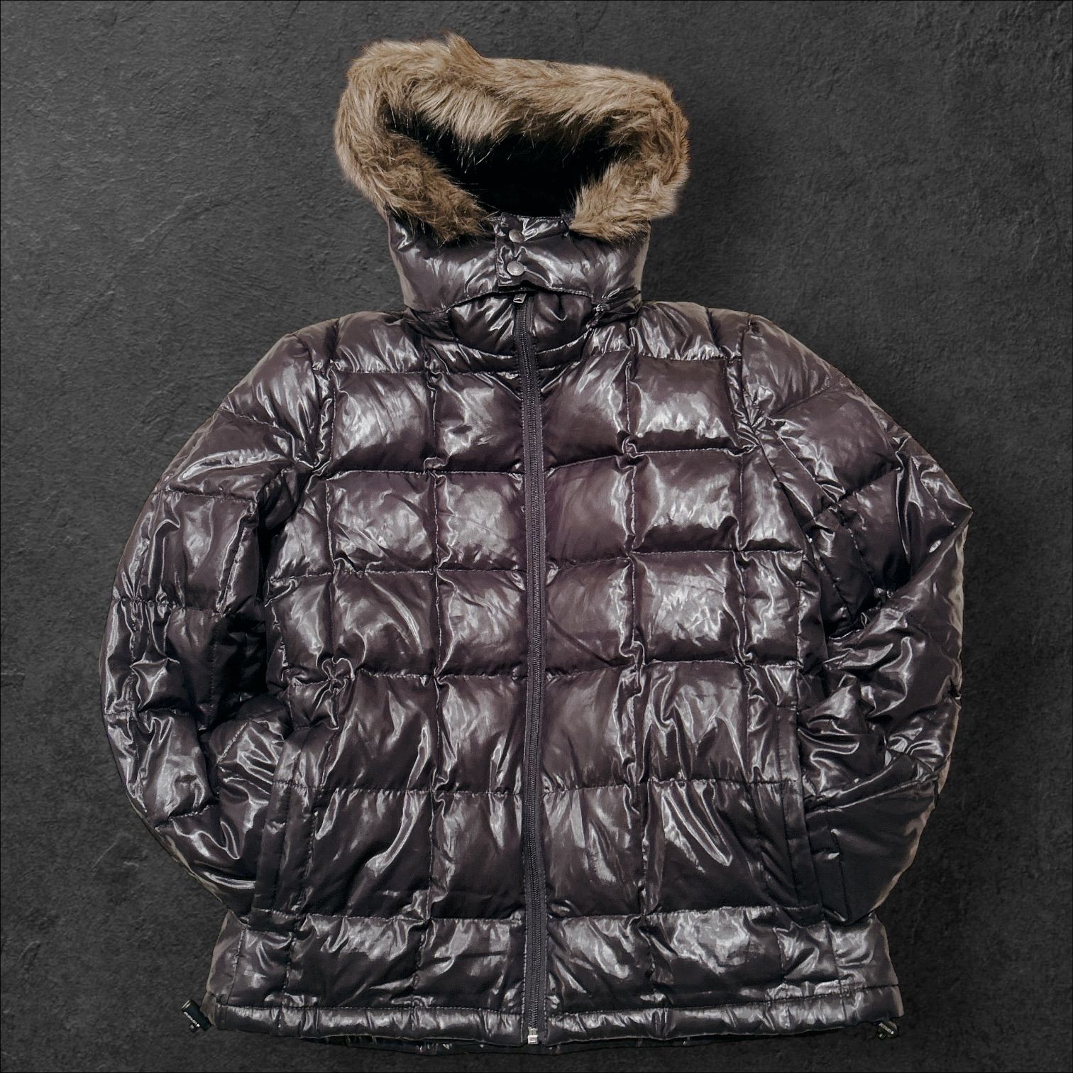 y2k 00s old converse ダウン ジャケット ブラック フェイクファー