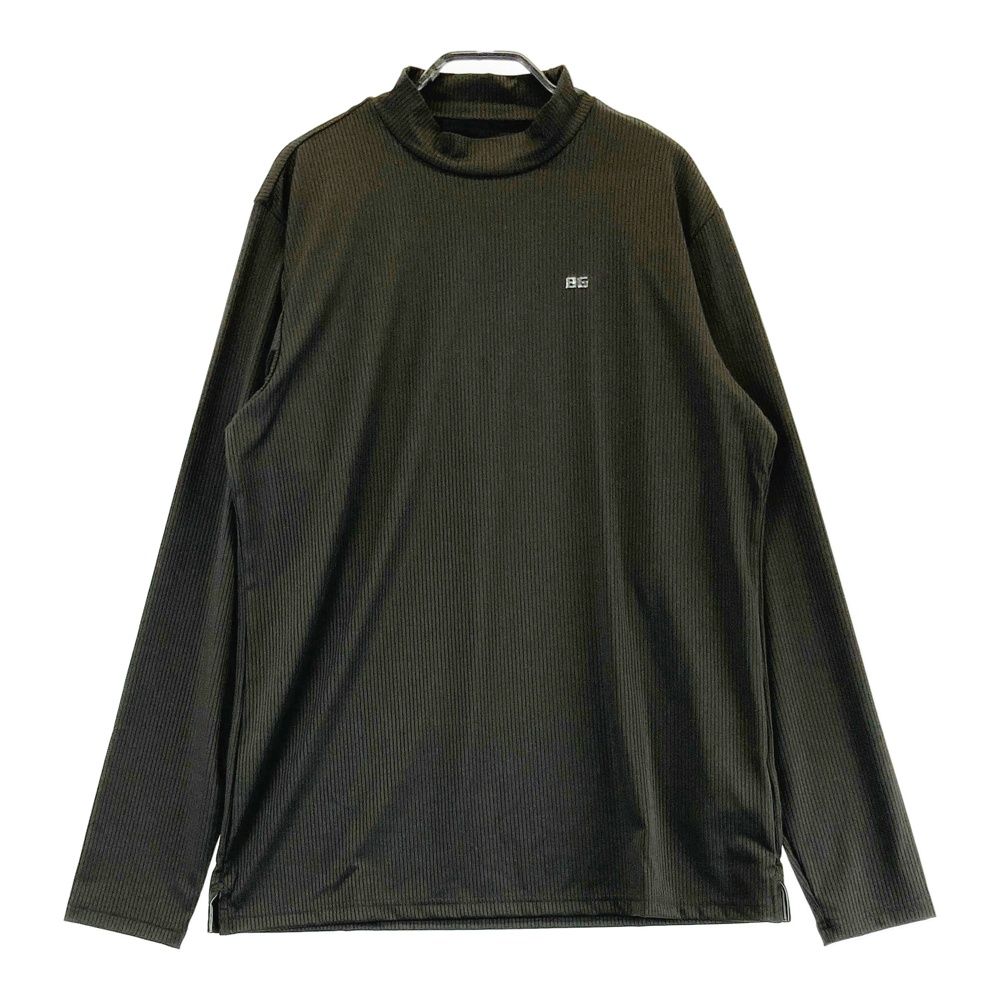 サイズ L GOLF ブリーフィング モデル ハイネック 長袖Tシャツ ストライプ柄 ブラウン系 ゴルフウェア メンズ ストスト