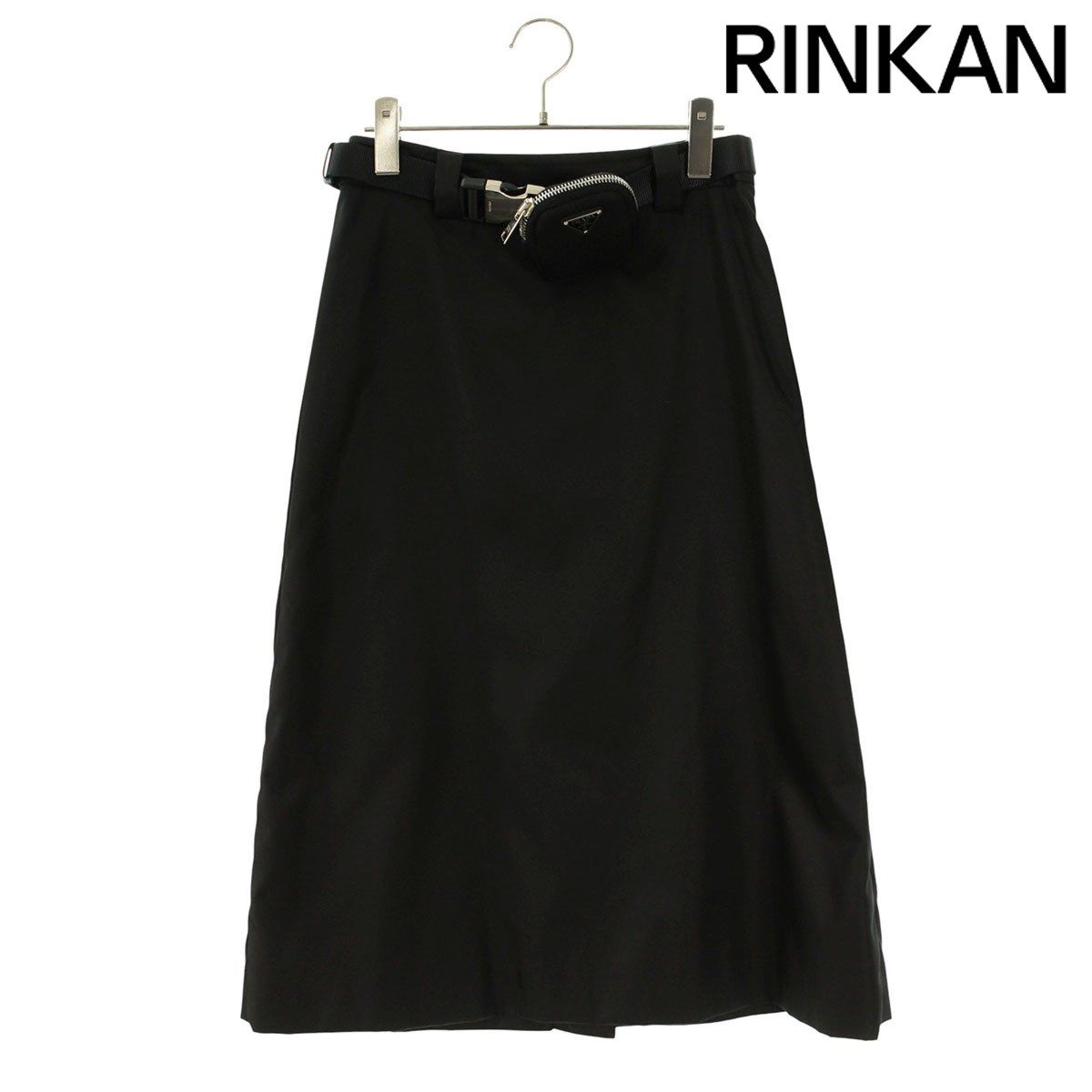 プラダ 21Y844 Re-Nylon三角プレートベルト付きバックスリットスカート