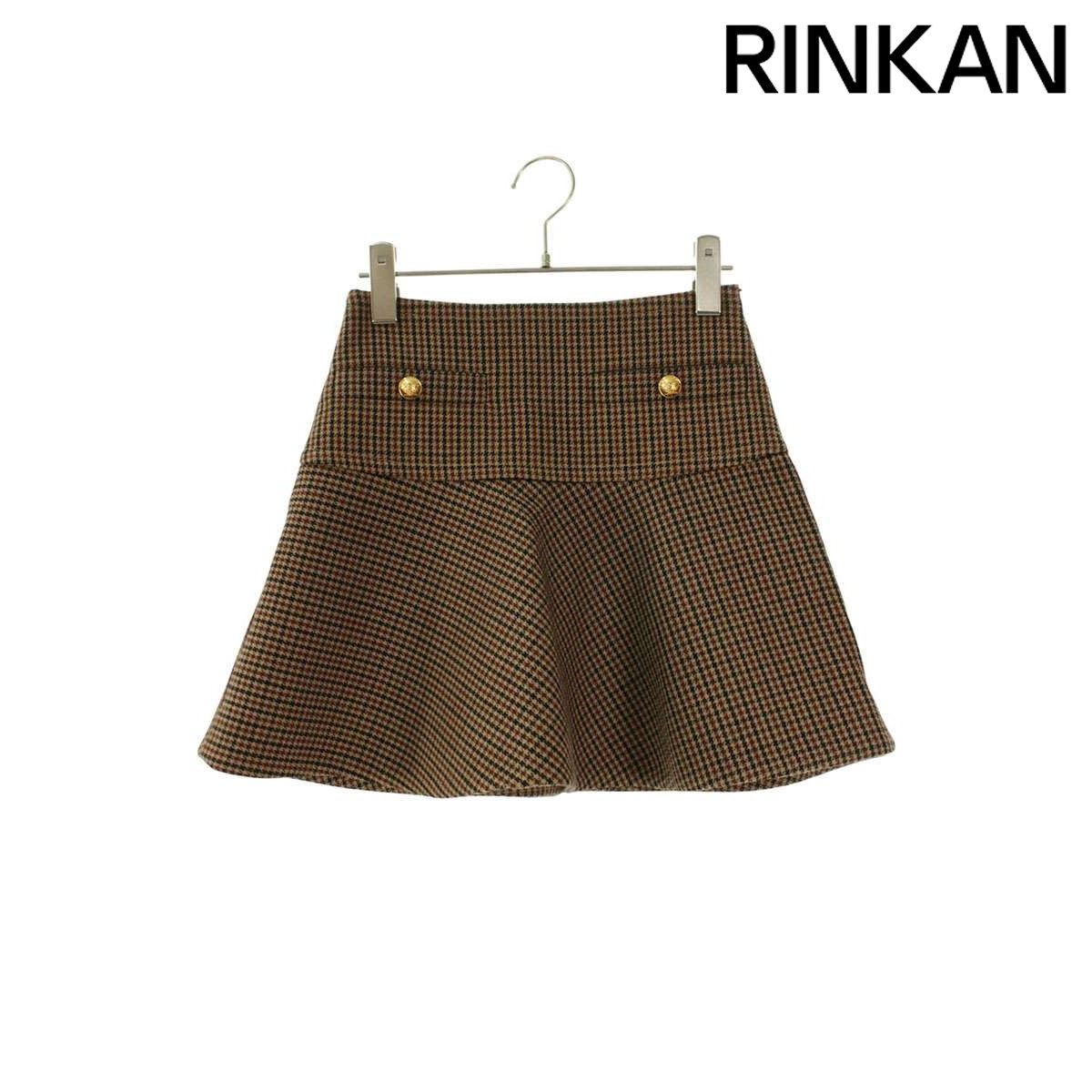 セリーヌ 2J677064V 千鳥格子エンブレムボタンスカート レディース 36
