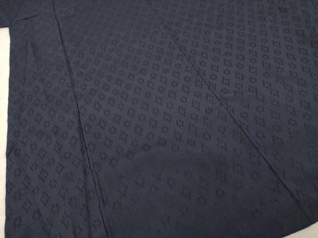 平和屋着物●花織　紬　本藍　色無地　青褐色　正絹　逸品　AABD9375ck 平和屋着物○花織 紬 本藍 色無地 青褐色 正絹 逸品 AABD9375ck 正絹