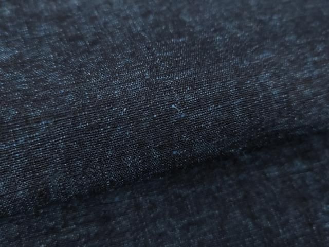 平和屋着物○男性 結城紬 アンサンブル 長羽織 杢 濃紺地 正絹 逸品