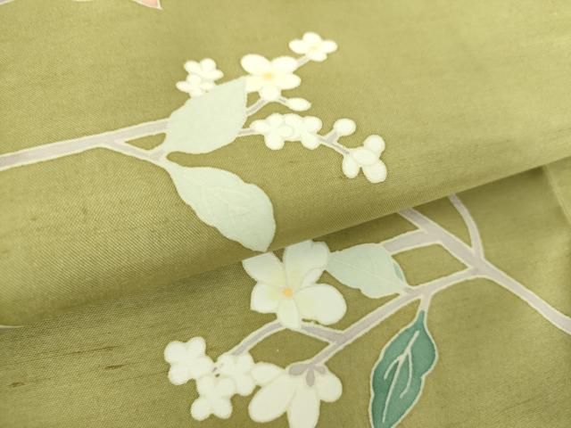 平和屋着物○本加賀友禅作家 成竹登茂男 白山紬 訪問着 枝花文 正絹